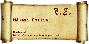 Nánási Emília névjegykártya
